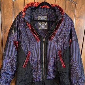Vintage Otello Pelle Purple and Red Puffer Jacket